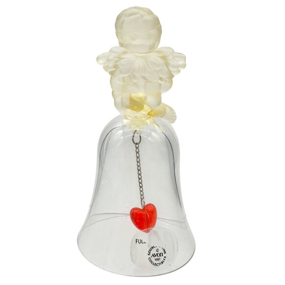 Avon 1991 Collectible Bell Frosted Angel Figurine With Red Heart Clapper 5" Tall - Picture 7 of 8
